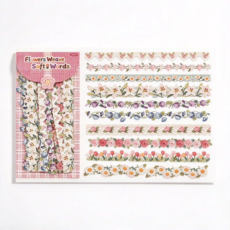 Long Border Stickers with Printed Crochet and Lace Look