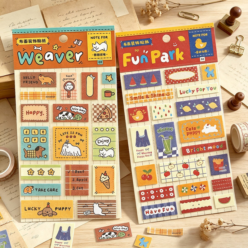 Playful Patchwork Fabric Decorative Sticker Sheet