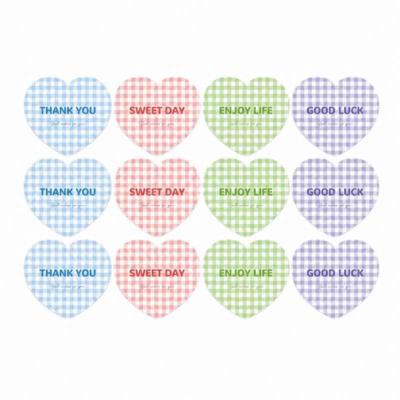Gingham Heart Seal Stickers