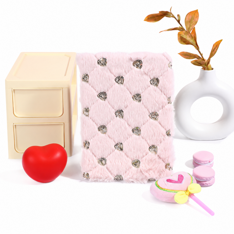 Pastel Lattice Plush Journal Notebook
