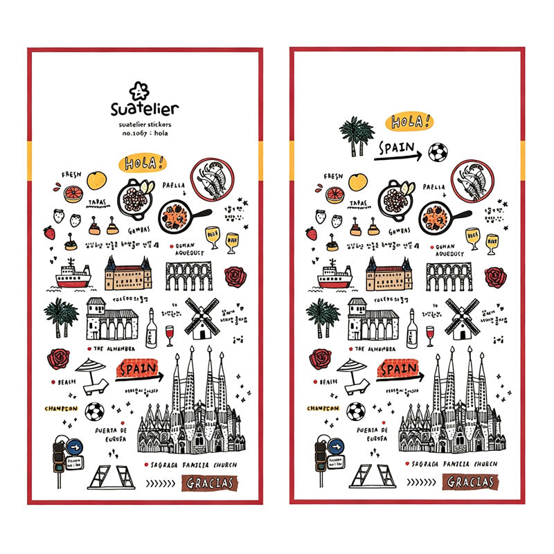 Hola Spain Travel Waterproof Sticker Sheet (MK2GWCT6Z11HST90)
