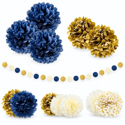 12-Piece Tissue Paper Pom Pom Party Decoration Set