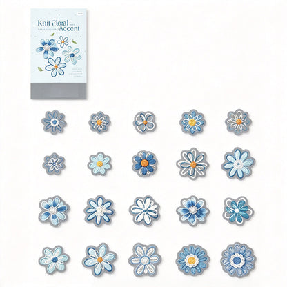 Knit Floral Accent PET Stickers - Printed Embroidery Effect