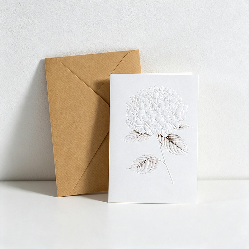 3D Embossed Floral Greeting Card with Kraft Envelope