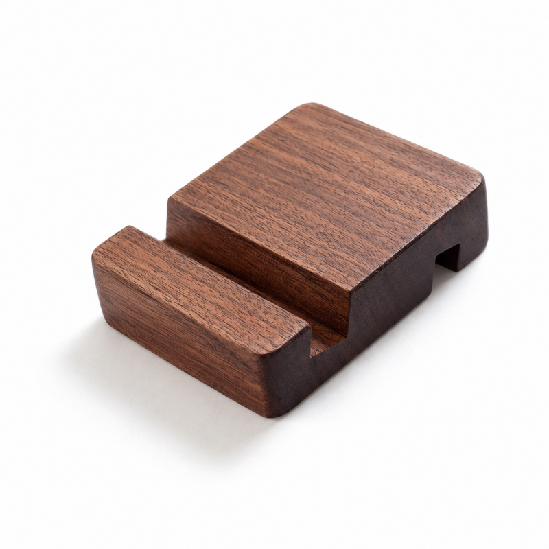 Minimal Grooved Wooden Phone Stand