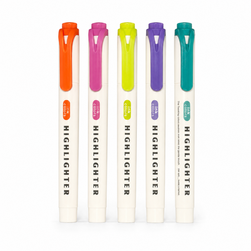 Multicolor Chisel Tip Highlighter Set