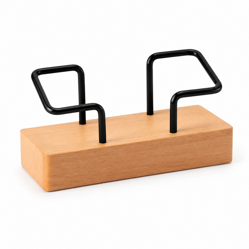 Brass Rail Wooden Card Holder