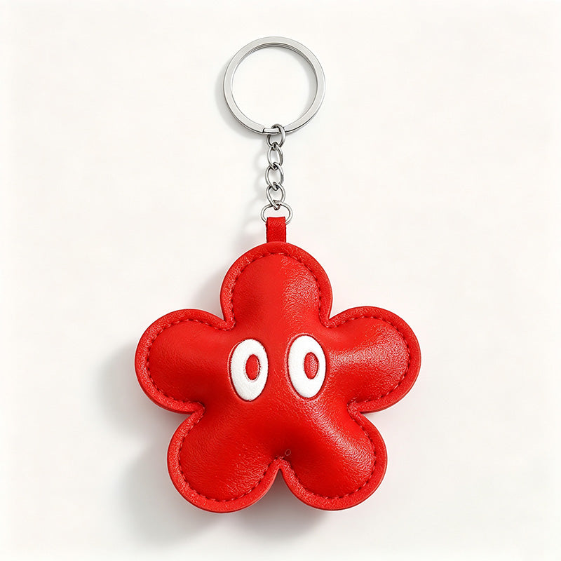 Star & Flower Character PU Leather Keychain