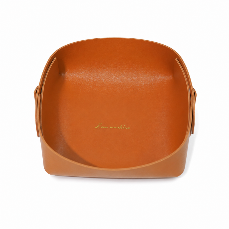 Rounded Leather Look Catchall Tray