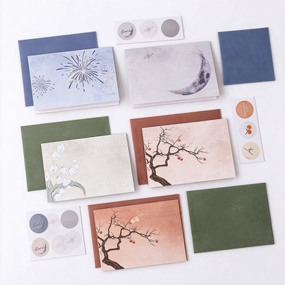 Letterpress Foil-Stamped Greeting Card Set – Envelope & Seal Stickers