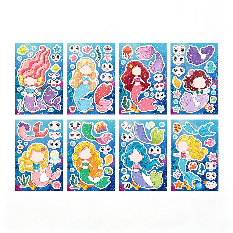 Holographic Mermaid Make A Face Stickers