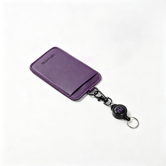 PU Leather Retractable ID Badge Holder
