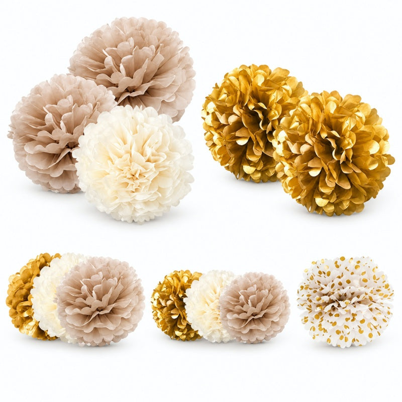 12-Piece Tissue Paper Pom Pom Party Decoration Set
