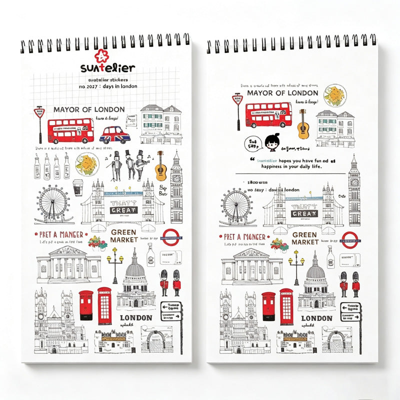 Suatelier Days in London Waterproof PVC Sticker Sheets – Pack of 10