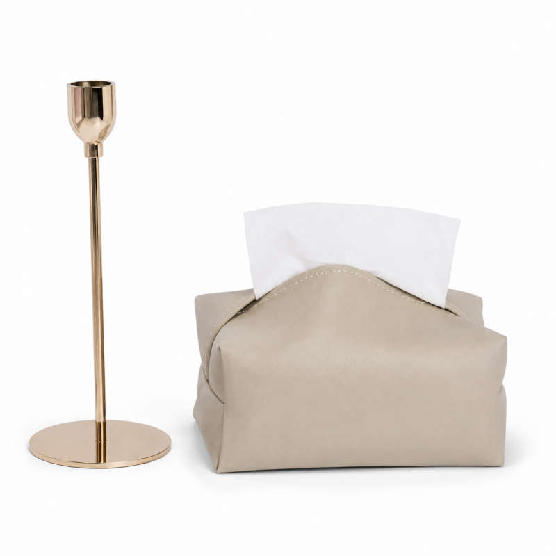 Pleated Leather Look Tissue Holder