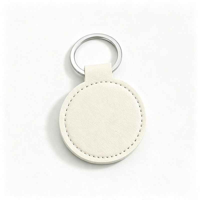 Round PU Leather Keychain