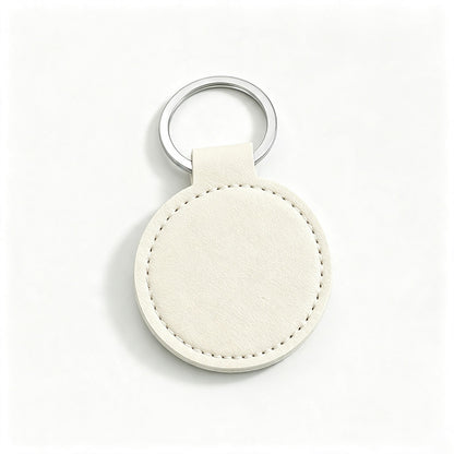 Round PU Leather Keychain