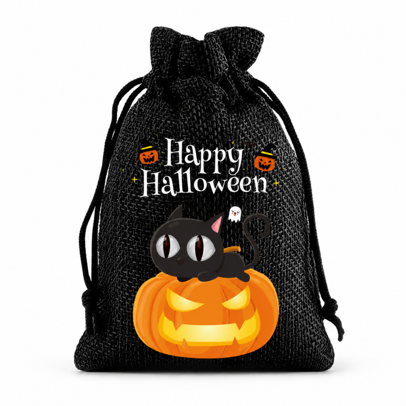 10 Black Series Halloween Candy Gift Packaging Drawstring Bags