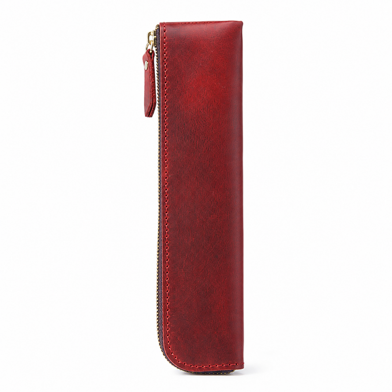 Long Genuine Leather Pen Sleeve Case
