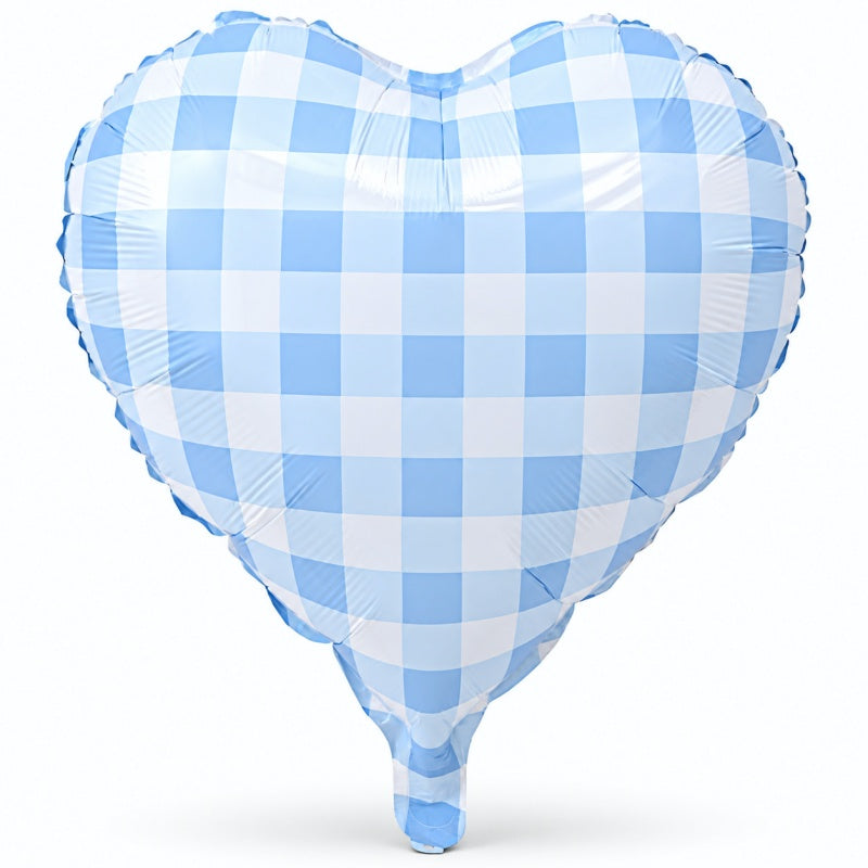18-Inch Plaid Heart Foil Balloons – Pack of 50