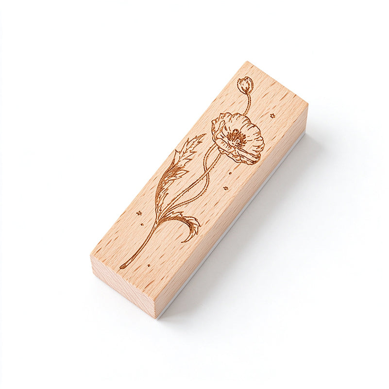 Wildflowers Wooden Rubber Stamp
