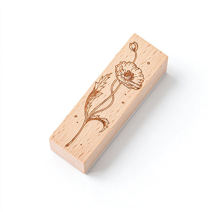 Wildflowers Wooden Rubber Stamp