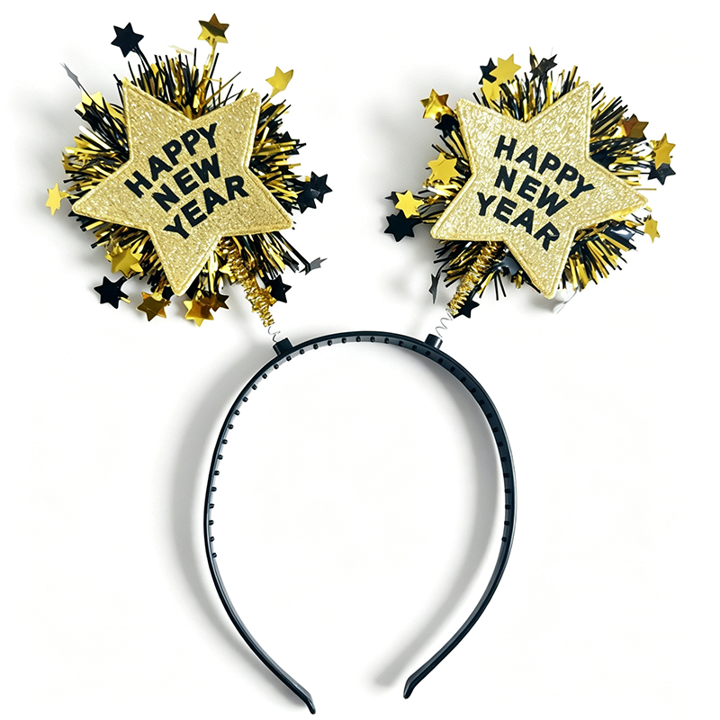 2027 Happy New Year Star Tinsel Party Headband