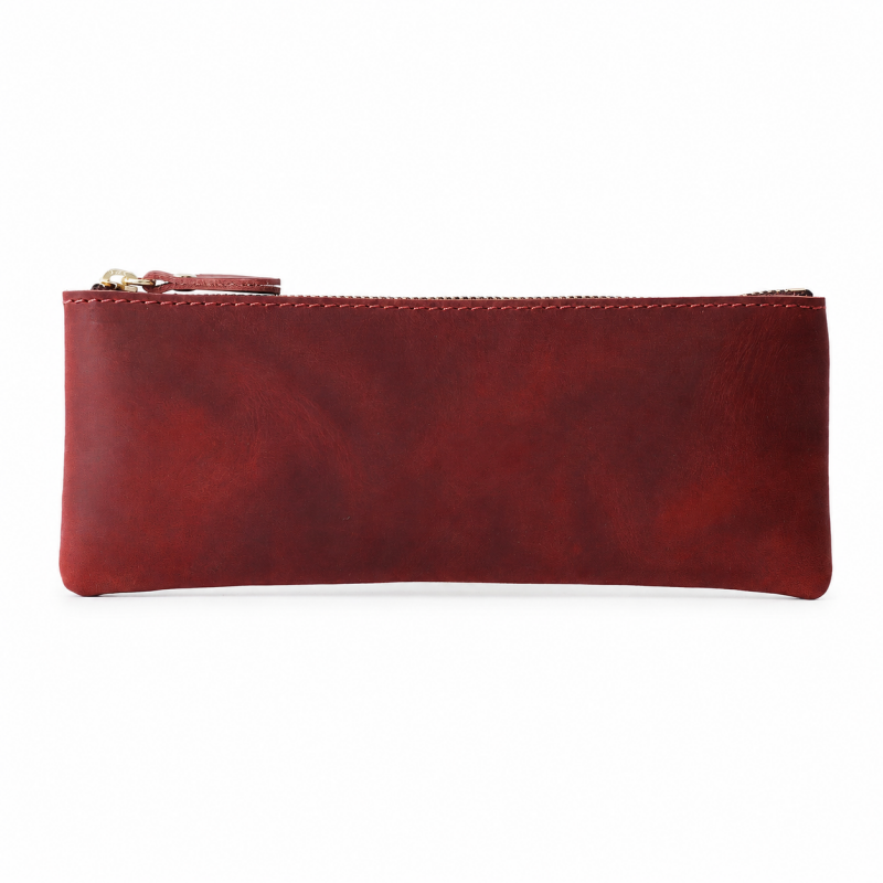 Flat Vintage Leather Pencil Pouch