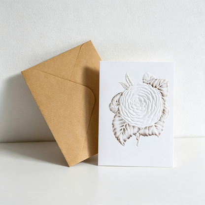 3D Embossed Floral Greeting Card with Kraft Envelope