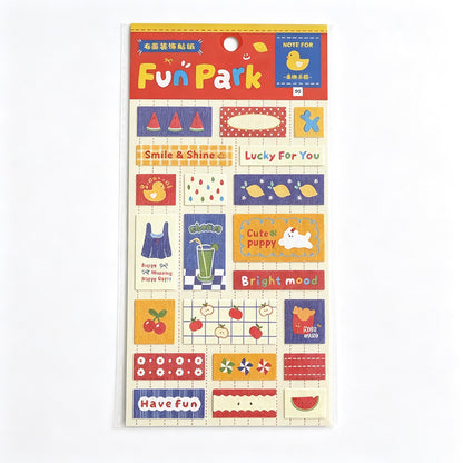 Playful Patchwork Fabric Decorative Sticker Sheet