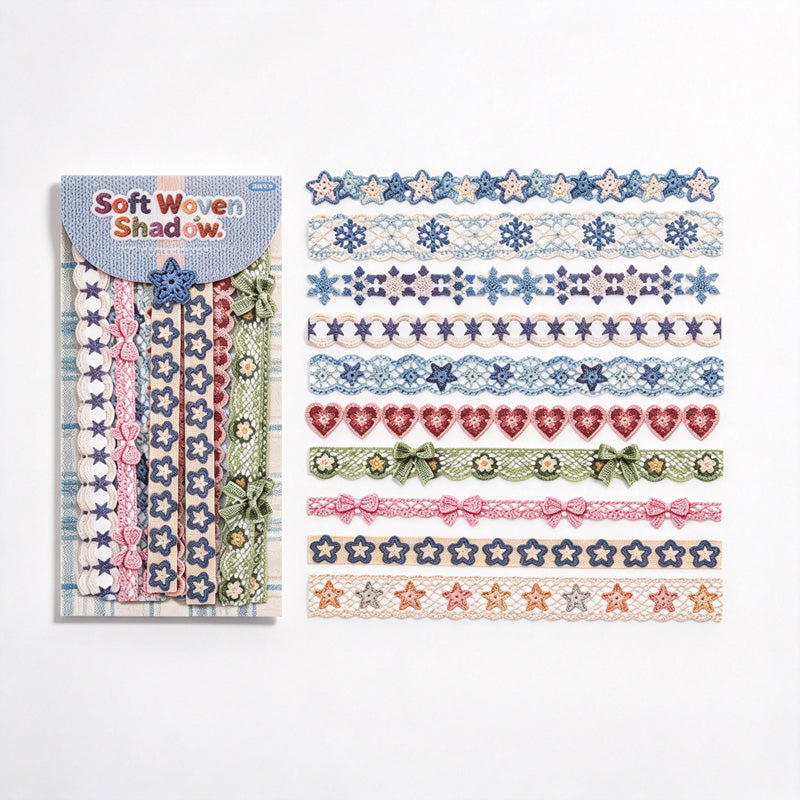 Long Border Stickers with Printed Crochet and Lace Look