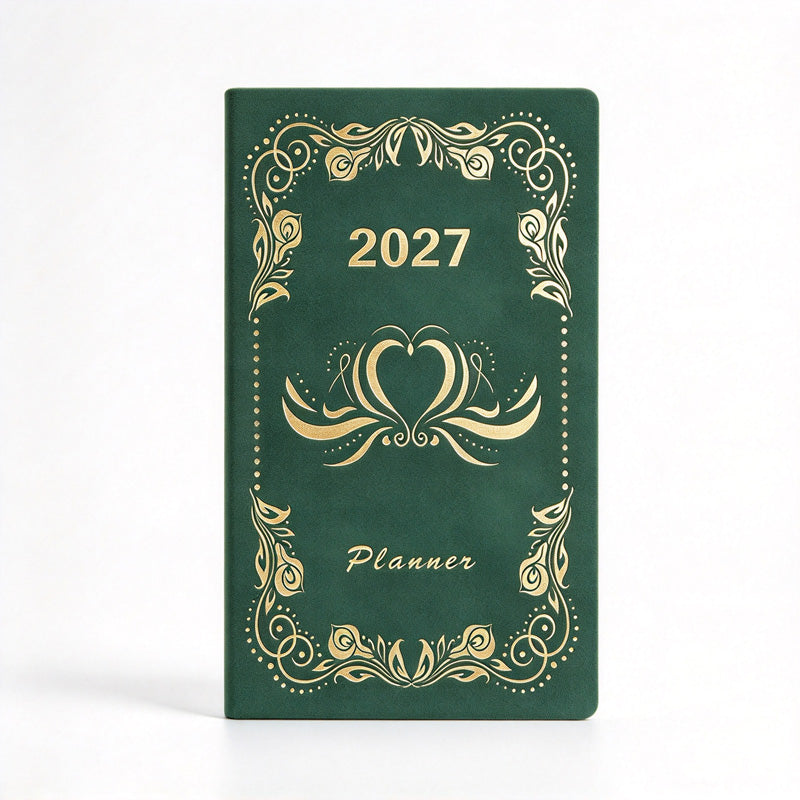 2027 Weekly Planner with Gold-Stamped Soft Leather Cover