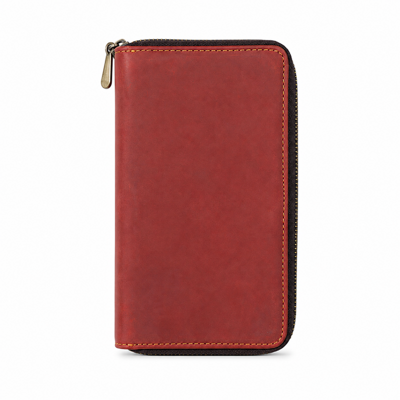 Zip Portfolio Leather Pencil Case
