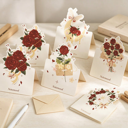 Die-Cut Rose Mini Greeting Cards - Pack of 10