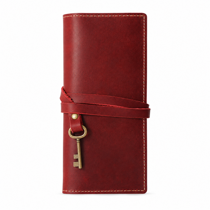 Vintage Genuine Leather Roll-up Pen Case