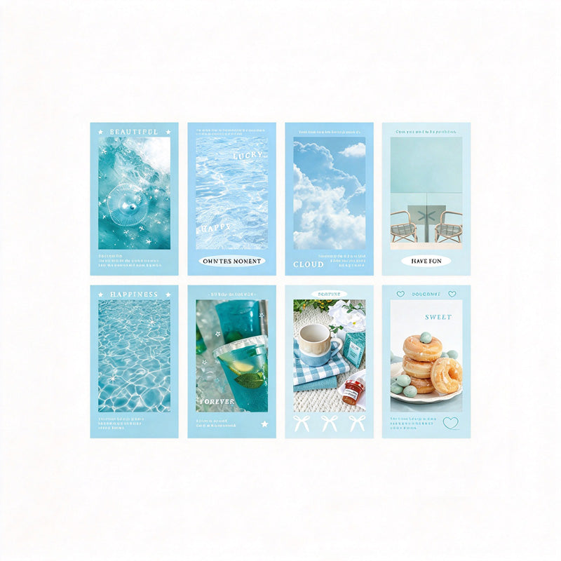 Pastel Photo Sealing Stickers with English Quotes – 8-Piece Assorted Set