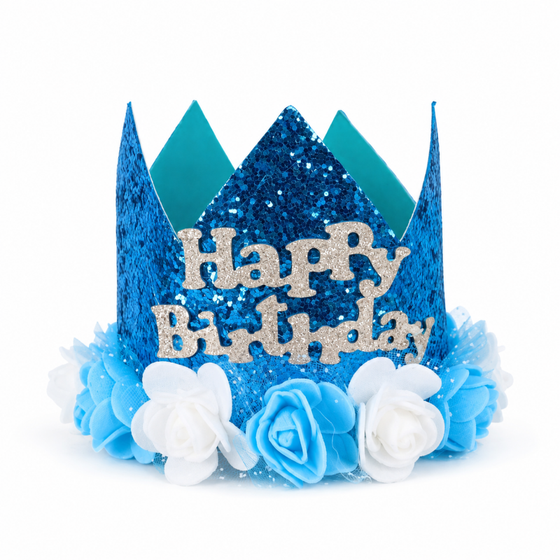 10 Glitter Floral Happy Birthday Crown Headband