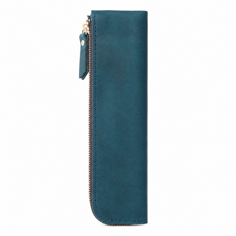 Long Genuine Leather Pen Sleeve Case
