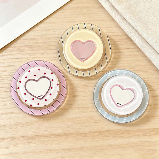 Heart Polka Dot Mirror MagSafe Phone Grip & Stand