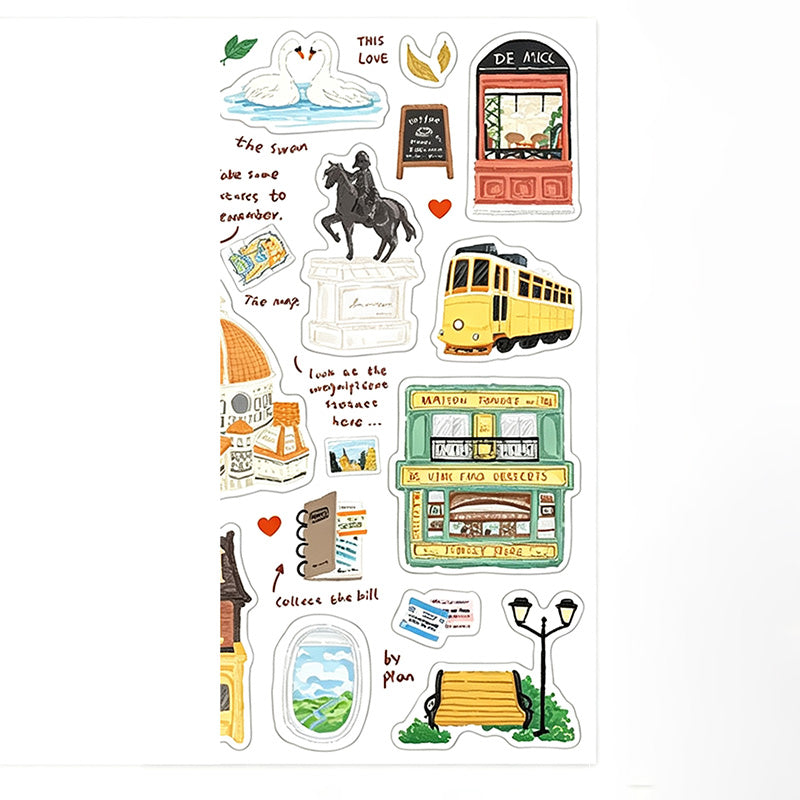 Travel Sketches Decorative Sticker Set