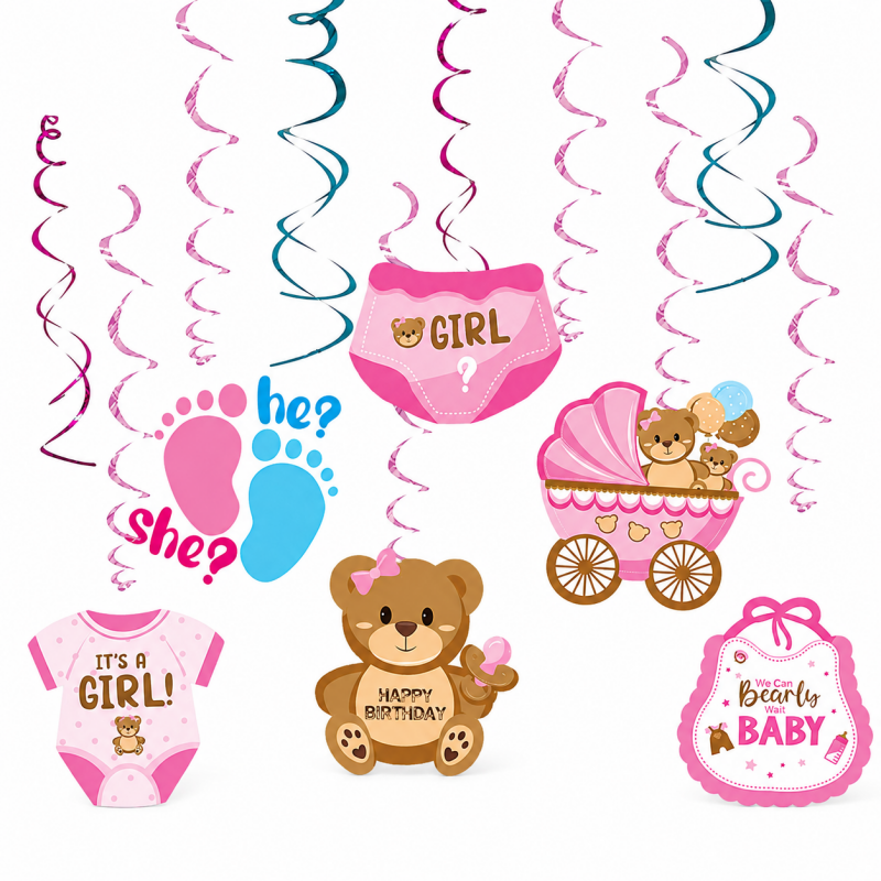 10 Themed Hanging Spiral Decoration Set