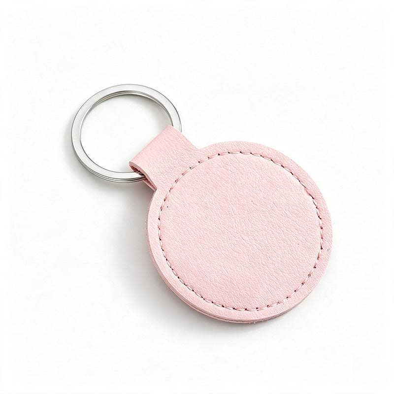 Round PU Leather Keychain