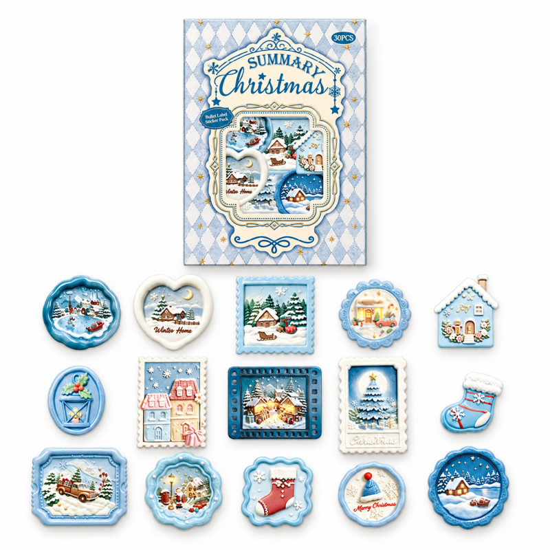 Christmas Label Sticker Pack with Printed 3D Effect