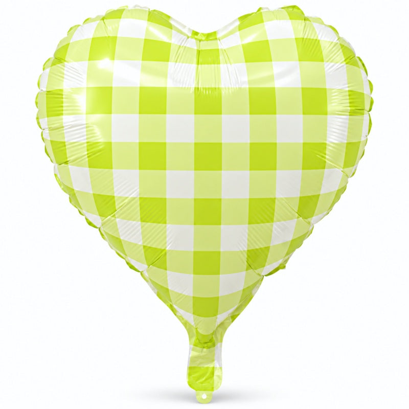 18-Inch Plaid Heart Foil Balloons – Pack of 50