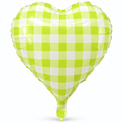 18-Inch Plaid Heart Foil Balloons – Pack of 50