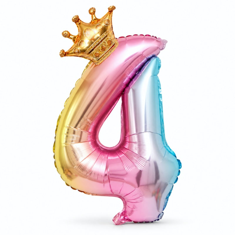32 Inch Crown Number Gradient Foil Balloon