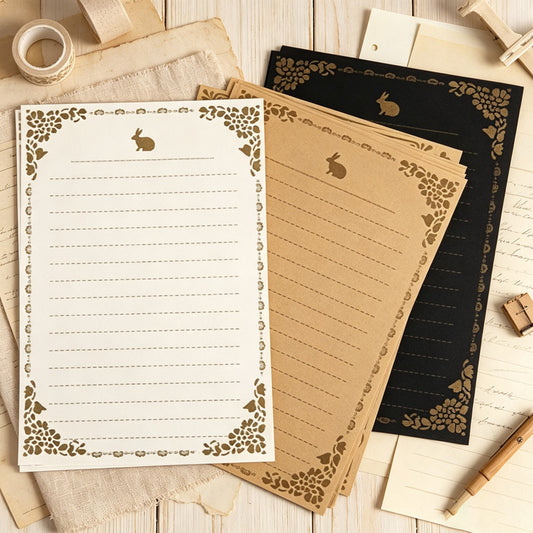 Vintage Rabbit Letter Paper Set-8 Sheets