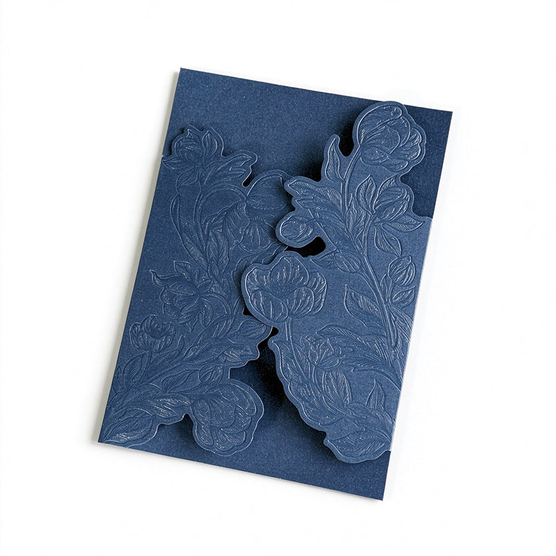 Blind-Embossed Floral Wedding Invitation Card Sleeve - Pack of 50