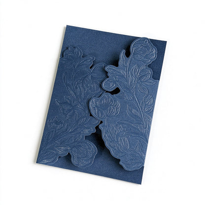 Blind-Embossed Floral Wedding Invitation Card Sleeve - Pack of 50