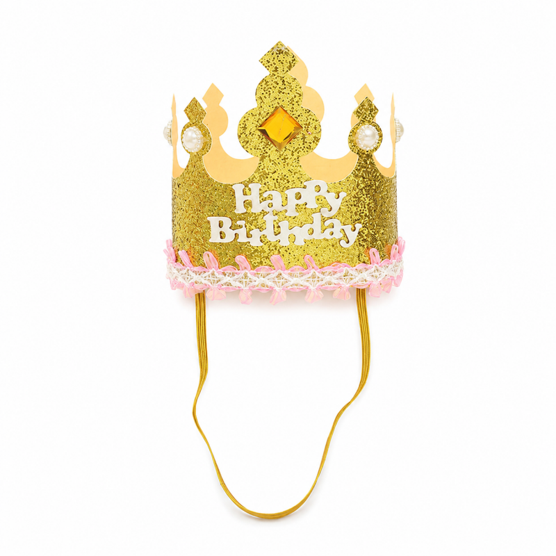 10 Glitter Floral Happy Birthday Crown Headband